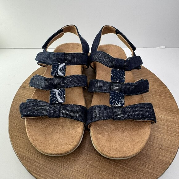 Vionic‎ Womens Amber Adjustable 3 Strap Sandals Navy Denim Size 8.5 - Picture 2 of 8